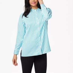 NWOT Linea by Louis Dell'Olio Stand Collar Striped Shirt Women’s Plus 20W